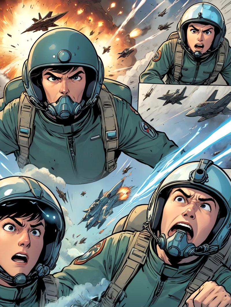 15814-4023668703-jet futuristic pilots close-up expressions  and actions in a giant air battle against extrerrestrial forces, epic war,explosions.jpg